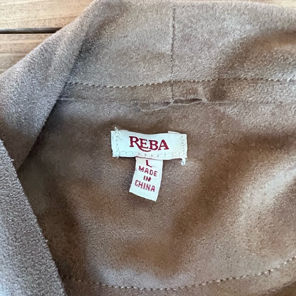 Reba Faux Suede Brown Studded Open Front Cardigan, Women's Large Western - Picture 5 of 5